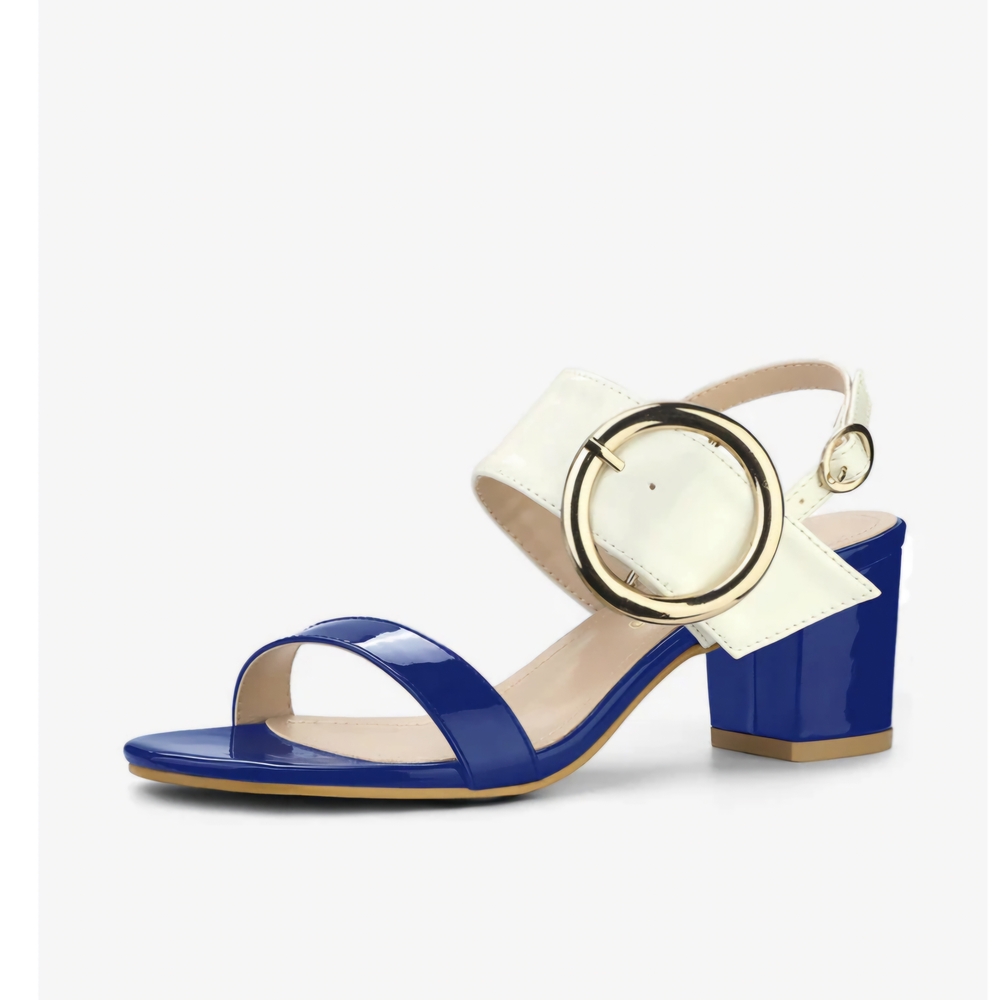 Allegra K Blue and White Heels with Chic Design